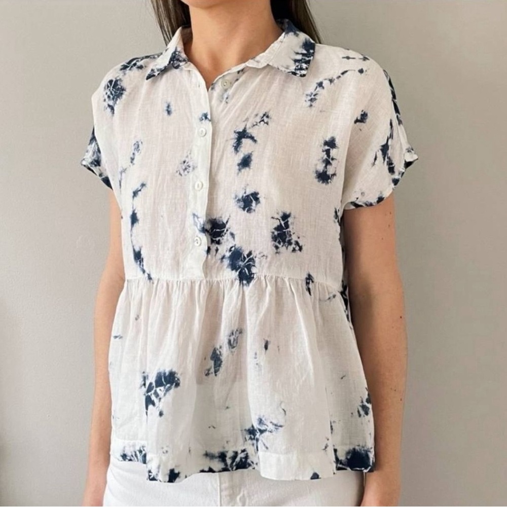 Racheal Zoe 100% Linen tie dye peplum oversized top